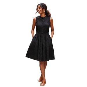 J. By j.Crew Black Eyelet Lace Sleeveless Dress Pockets Cotton Size 8